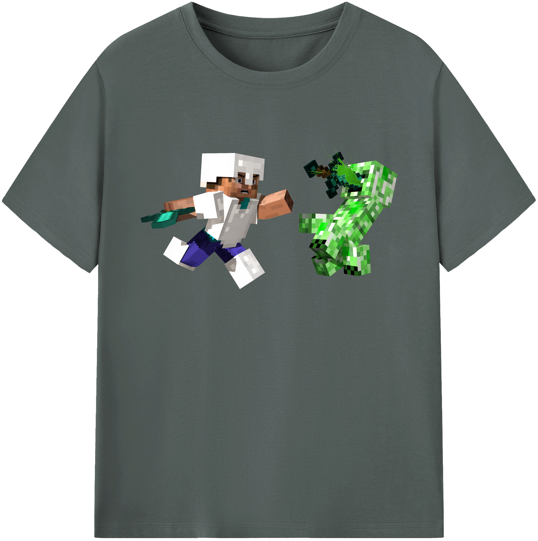 （画像用） マインクラフト ブロックの世界 Minecraft MC Block world 綿100％ メンズ半袖Tシャツ｜肌触りやわらか＆通気性